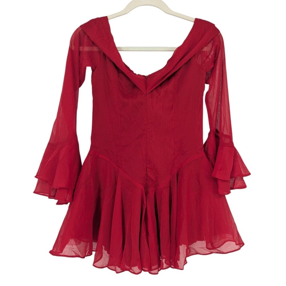 Babyboo Nerissa Red Tie Front Bell Sleeve Romper Playsuit Size S NWT - Picture 3 of 4
